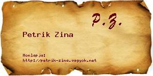 Petrik Zina névjegykártya